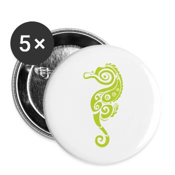 Maori Seahorse Polynesia Tribal Tattoo Gift - Buttons small 1''/25 mm (5-pack) - white - Front