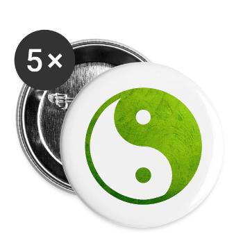 Green Yin Yang, Yin Yang Symbol, Yin Yang Taoism - Buttons small 1''/25 mm (5-pack) - white - Front