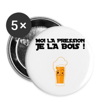 Moi la pression je la bois! - Lot de 5 petits badges (25 mm) - blanc - Devant