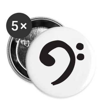 Bassschlüssel - Schwarz - Buttons klein 25 mm (5er Pack) - Weiß - Vorne