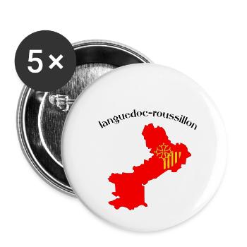 Languedoc-Roussillon - Buttons small 1''/25 mm (5-pack) - white - Front
