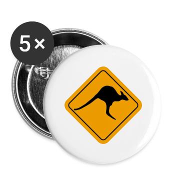 Signe de kangourou - Lot de 5 petits badges (25 mm) - blanc - Devant
