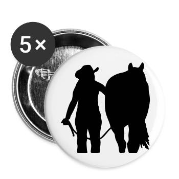 Cavalier western avec cheval personnalisable - Lot de 5 petits badges (25 mm) - blanc - Devant