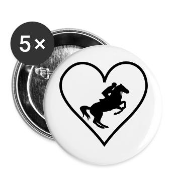 Coeur de cheval - Lot de 5 petits badges (25 mm) - blanc - Devant