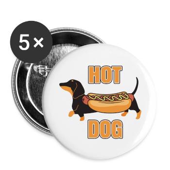 Hot Dog witziges Dackel Design - Buttons klein 25 mm (5er Pack) - Weiß - Vorne