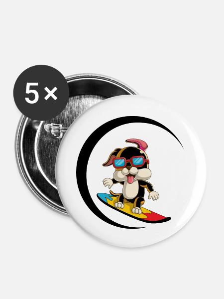 Dog Hund - Buttons klein 25 mm (5er Pack) - Weiß