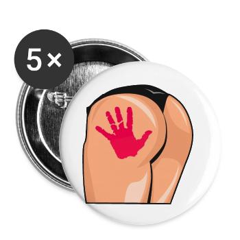 hand buttocks ass popotin naughty humor - Buttons small 1''/25 mm (5-pack) - white - Front