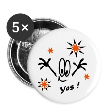 New Year's Eve, Stars, Yes - Buttons small 1''/25 mm (5-pack) - white - Front