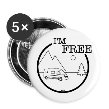 Im free - Buttons small 1''/25 mm (5-pack) - white - Front