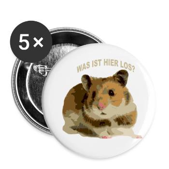 hamster was ist hier los - Buttons klein 25 mm (5er Pack) - Weiß - Vorne