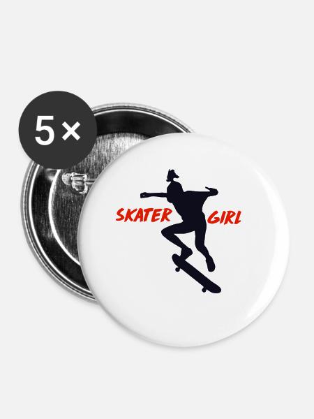 Skatermädchen - Buttons klein 25 mm (5er Pack) - Weiß