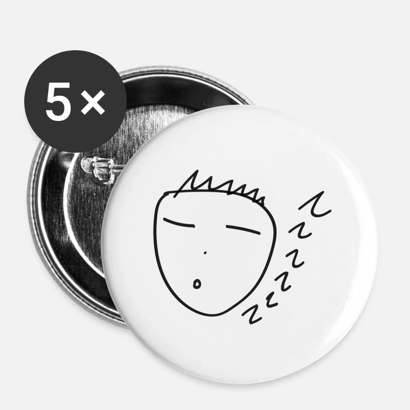 Voglio dormire - Confezione da 5 spille piccole (25 mm) - bianco
