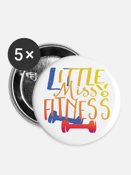 Fitness - Buttons klein 25 mm (5er Pack) - Weiß