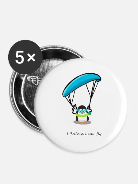 Gleitschirm Paragliding Berge Pinguin - Buttons klein 25 mm (5er Pack) - Weiß