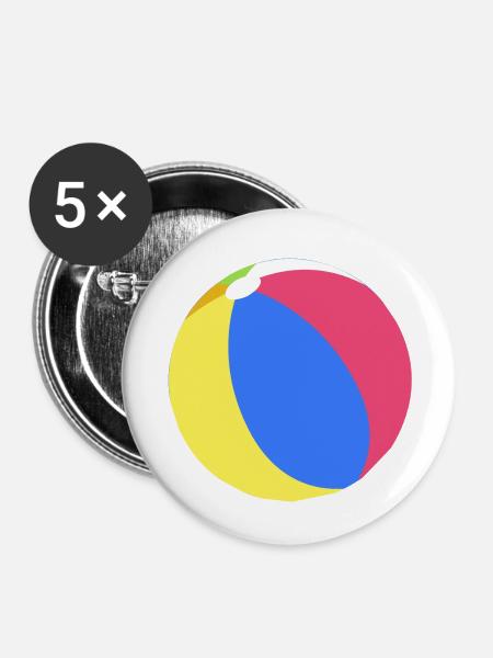 Beachball - Buttons klein 25 mm (5er Pack) - Weiß