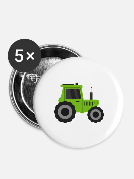 Traktor - Buttons klein 25 mm (5er Pack) - Weiß