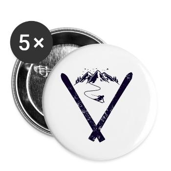 Skier mountains - Buttons small 1''/25 mm (5-pack) - white - Front