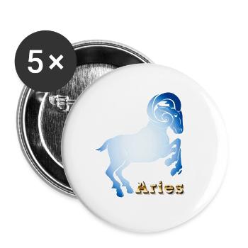 Signe astrologique Bélier - Lot de 5 petits badges (25 mm) - blanc - Devant