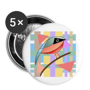 Bird - Buttons small 1''/25 mm (5-pack) - white - Front