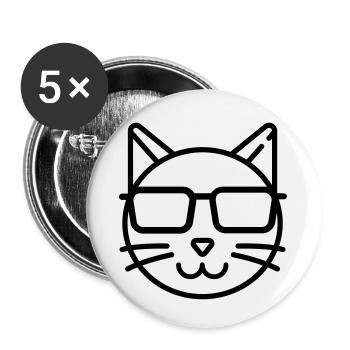 Cool Cat - chat avec des lunettes de soleil - Lot de 5 petits badges (25 mm) - blanc - Devant