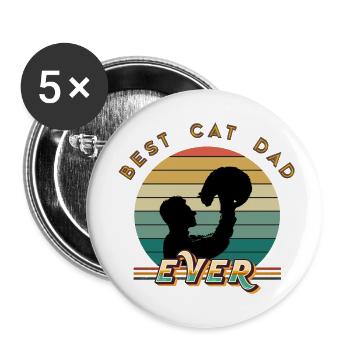 Best Cat Dad Ever - Buttons klein 25 mm (5er Pack) - Weiß - Vorne