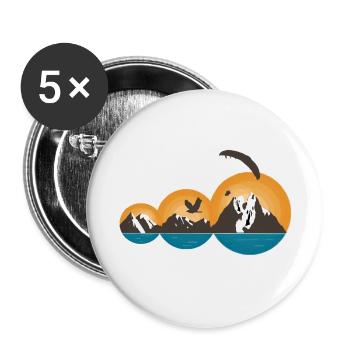 Gleitschirm Paragliding Berge Vintage - Buttons klein 25 mm (5er Pack) - Weiß - Vorne