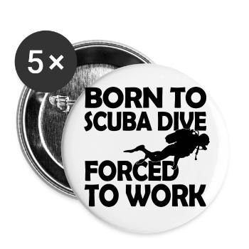 born to dive - Buttons small 1''/25 mm (5-pack) - white - Front