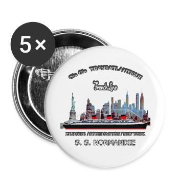 OCEAN LINER NORMANDIE NEW YORK LOUIS RUNEMBERG ADAGP - Buttons small 1''/25 mm (5-pack) - white - Front