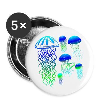 Jellyfish fuorescent BytheManzanitas - Buttons small 1''/25 mm (5-pack) - white - Front