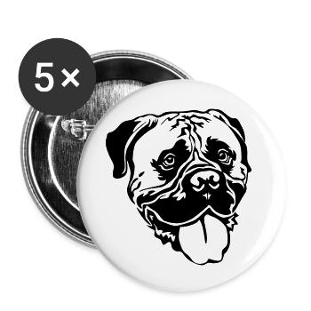 Bullmastiff head - Buttons small 1''/25 mm (5-pack) - white - Front