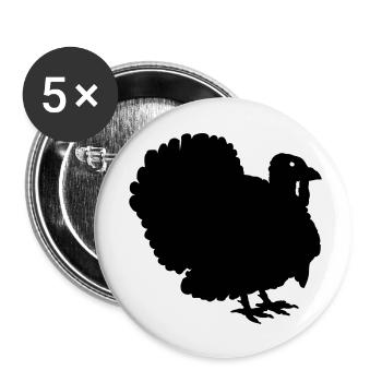 Silhouette Thanksgiving Truthahn - Buttons klein 25 mm (5er Pack) - Weiß - Vorne