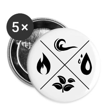 Les 4 éléments - feu, eau, terre, air - Lot de 5 petits badges (25 mm) - blanc - Devant