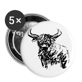 schottische Highlander-Tuschezeichnung - Buttons klein 25 mm (5er Pack) - Weiß - Vorne