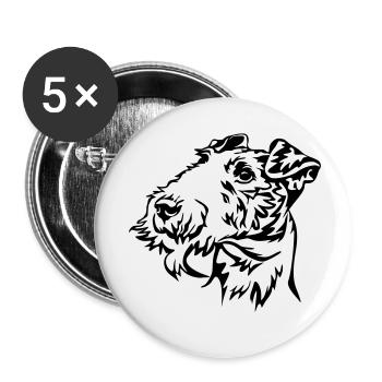 Fox terrier head - Buttons small 1''/25 mm (5-pack) - white - Front