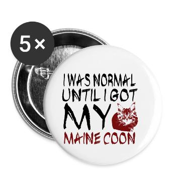 Maine coon cat - Buttons small 1''/25 mm (5-pack) - white - Front
