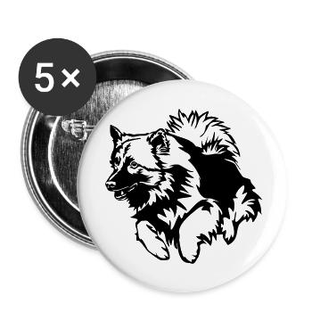 Wolfsspitz - Buttons klein 25 mm (5er Pack) - Weiß - Vorne