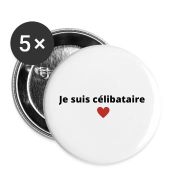Je suis célibataire - Lot de 5 petits badges (25 mm) - blanc - Devant