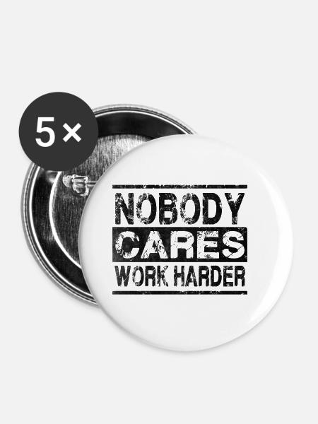 Work Harder - Buttons klein 25 mm (5er Pack) - Weiß