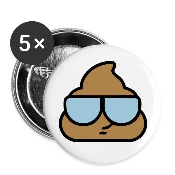 Emoji poop cool glasses - Buttons small 1''/25 mm (5-pack) - white - Front