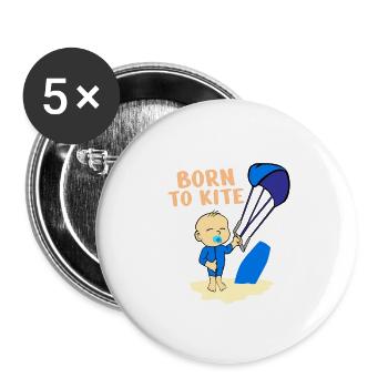 Kite Surfer Born to Kite Baby Kids Gift Idea - Buttons small 1''/25 mm (5-pack) - white - Front