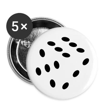 Dés, dés. Jeu, jeu, argent - Lot de 5 petits badges (25 mm) - blanc - Devant
