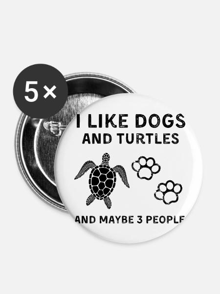 DOGS AND TURTLES - Buttons klein 25 mm (5er Pack) - Weiß