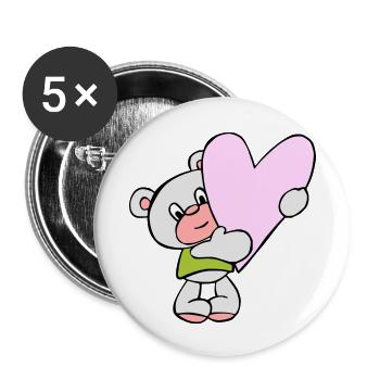 Bear with heart - Buttons small 1''/25 mm (5-pack) - white - Front