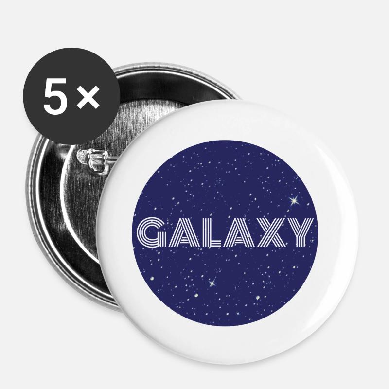 GALAXY - Lot de 5 petits badges (25 mm) - blanc