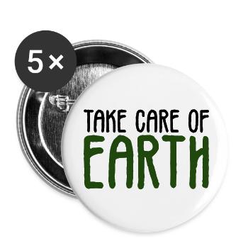 prends soin de la Terre - Lot de 5 petits badges (25 mm) - blanc - Devant