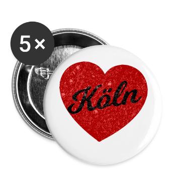 Kölsches Herz - Buttons klein 25 mm (5er Pack) - Weiß - Vorne