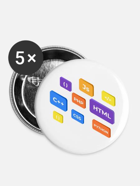 Programmierung - Buttons klein 25 mm (5er Pack) - Weiß