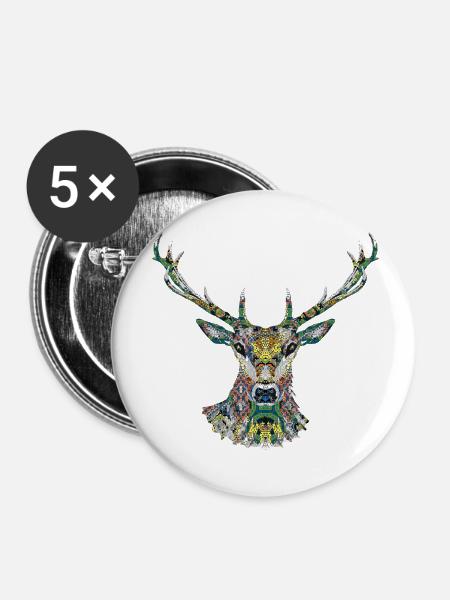 Deer - Buttons klein 25 mm (5er Pack) - Weiß
