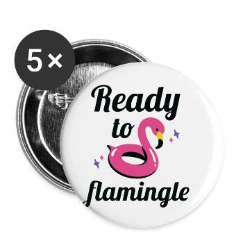 Ready To Flamingle - Buttons klein 25 mm (5er Pack) - Weiß - Vorne