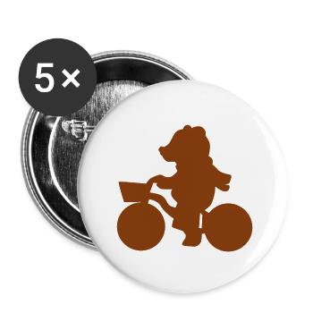 Fahrrad Teddybär Silhouette Geschenkidee - Buttons klein 25 mm (5er Pack) - Weiß - Vorne